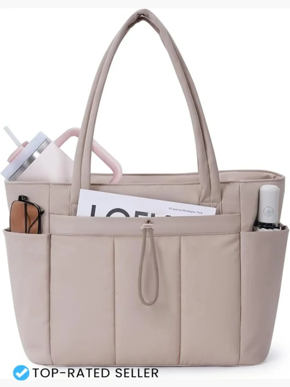 Puffy Tote Bag for Women Spacious Work Travel Gym Shoulder Bag with Laptop